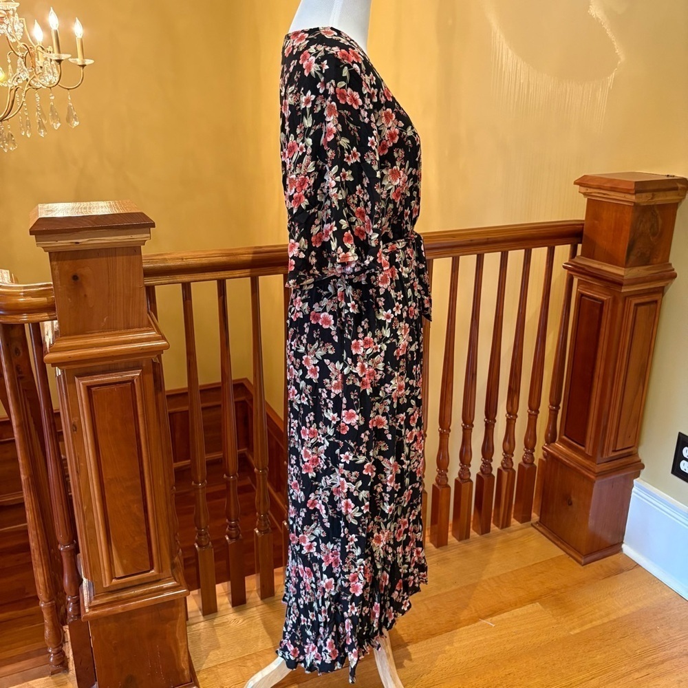 Floral Boho Feminine Ruffle Tiered Flutter Dress Sz S - Picture 4 of 9